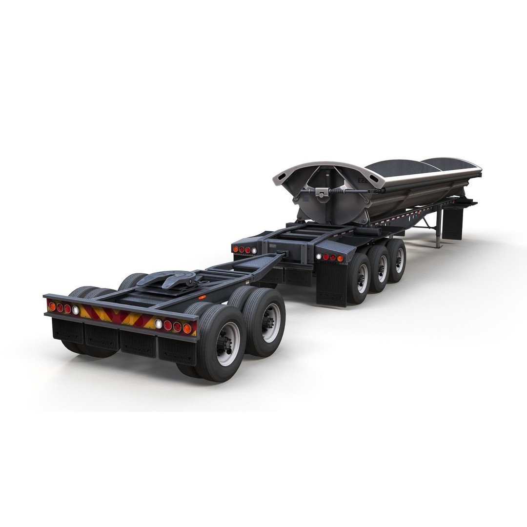 Side Dump Trailer 3D Model – Low Poly Game Ready Asset, FBX - View 7