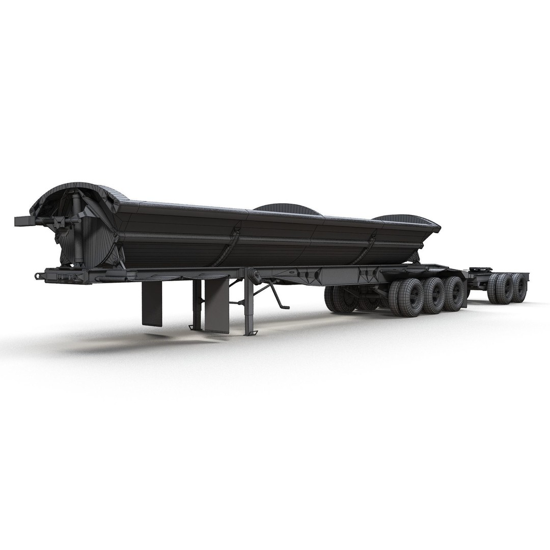 Side Dump Trailer 3D Model – Low Poly Game Ready Asset, FBX - View 9