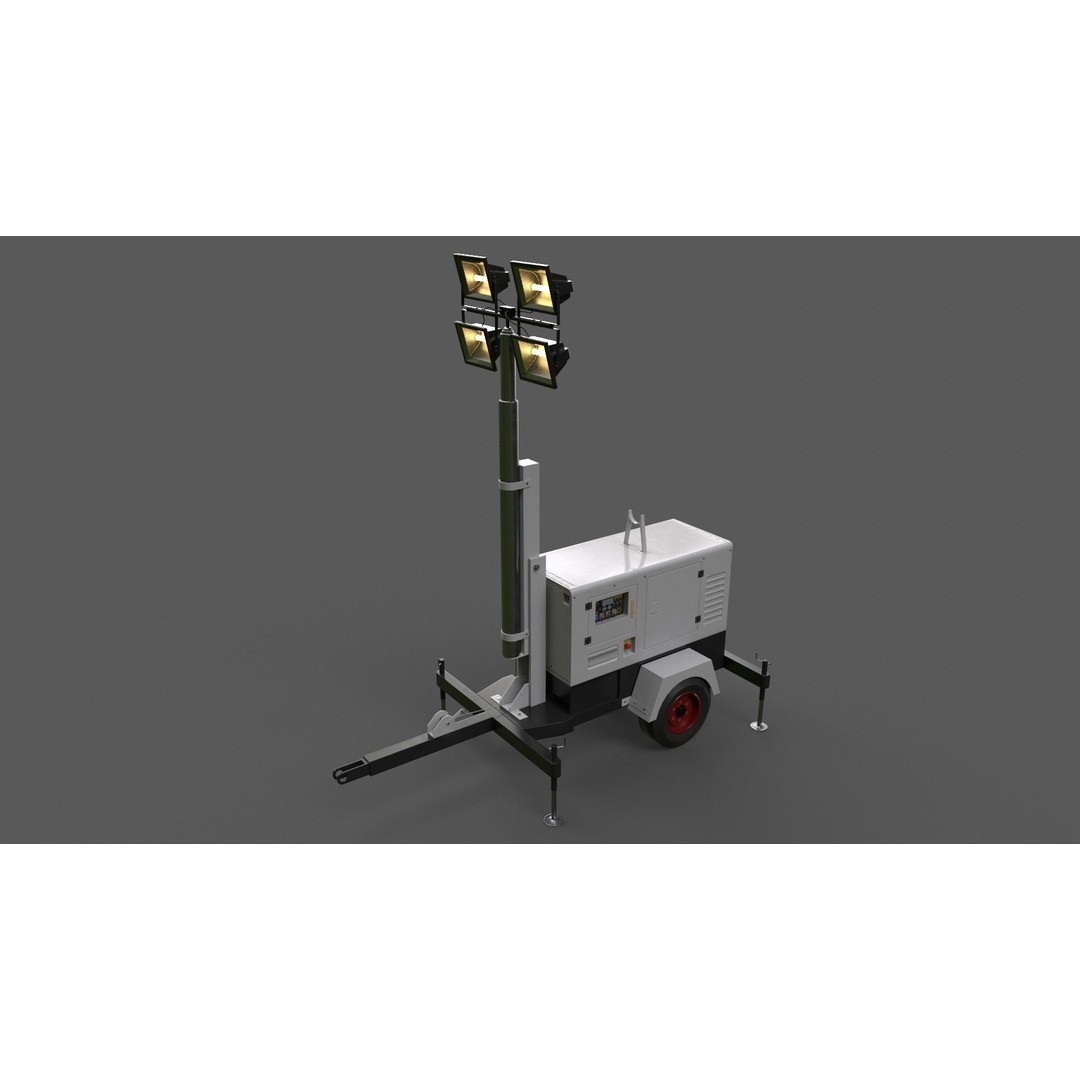 Mobile Light Tower Generator 3D Model – Low Poly PBR Game Asset, FBX - View 13