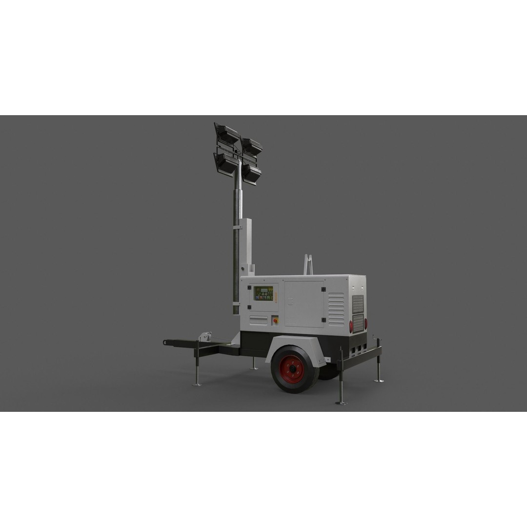 Mobile Light Tower Generator 3D Model – Low Poly PBR Game Asset, FBX - View 14