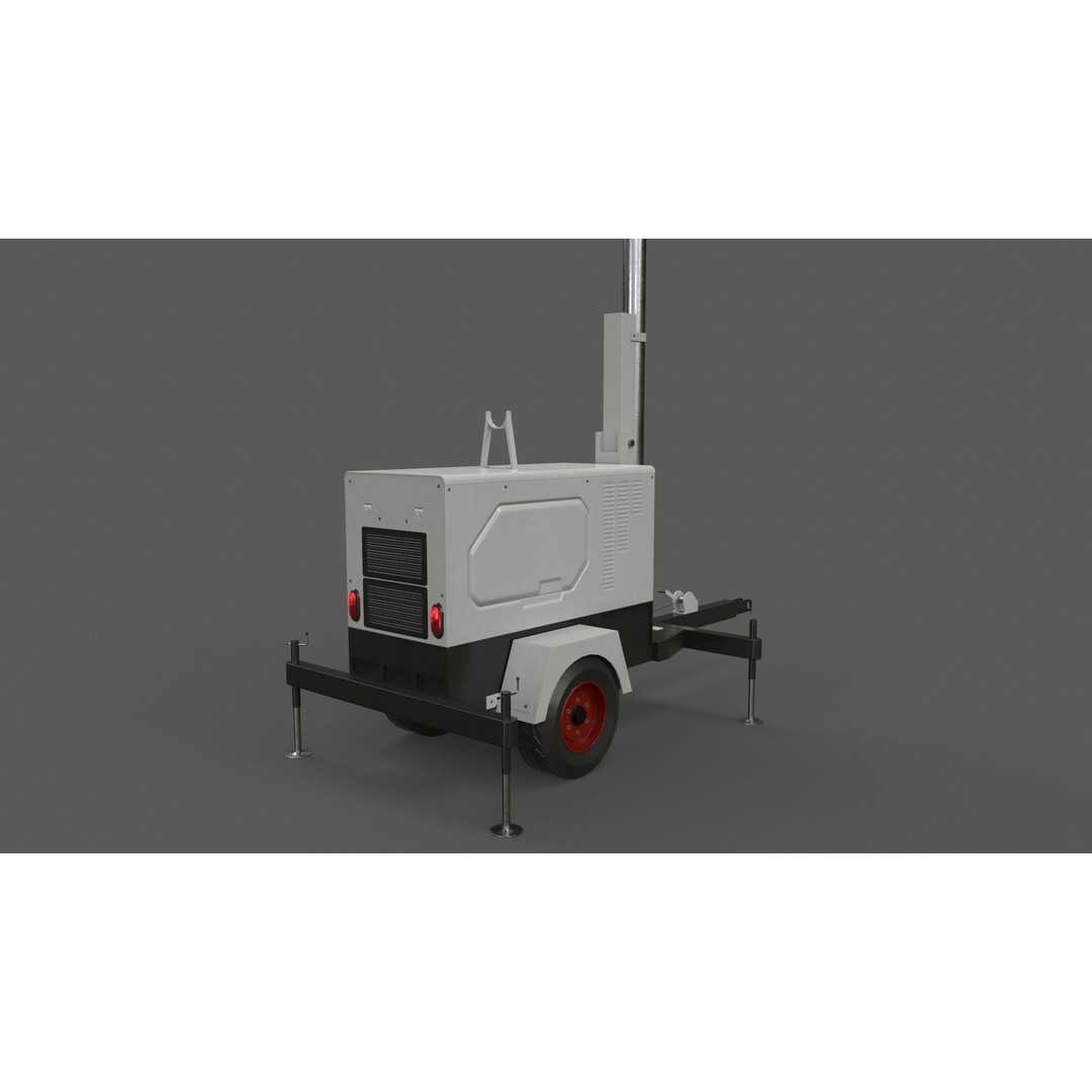 Mobile Light Tower Generator 3D Model – Low Poly PBR Game Asset, FBX - View 16