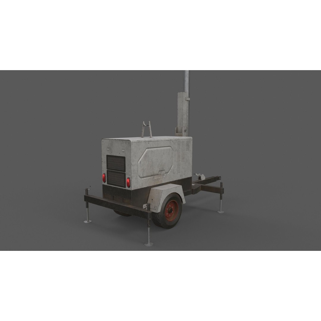 Mobile Light Tower Generator 3D Model – Low Poly PBR Game Asset, FBX - View 17