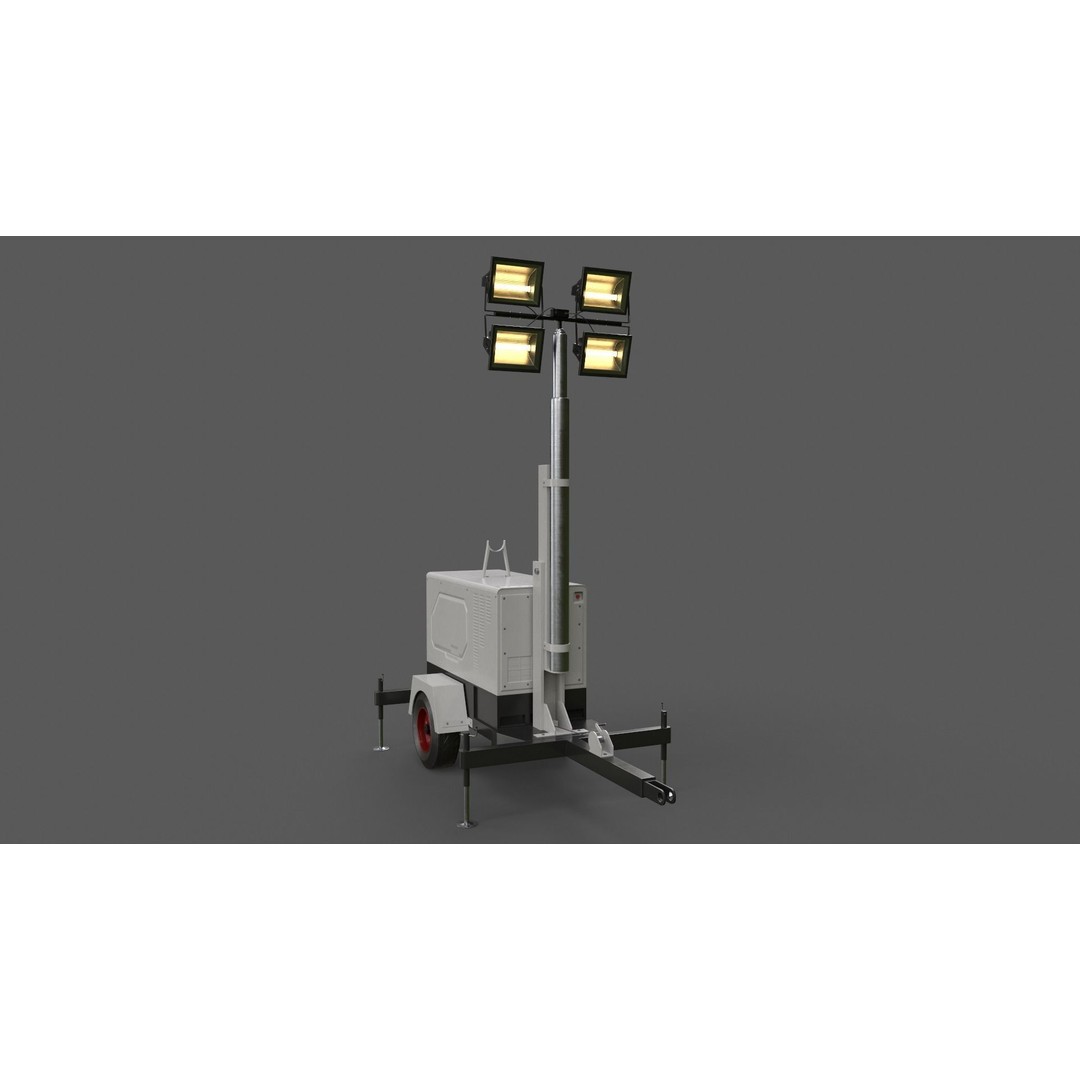 Mobile Light Tower Generator 3D Model – Low Poly PBR Game Asset, FBX - View 18