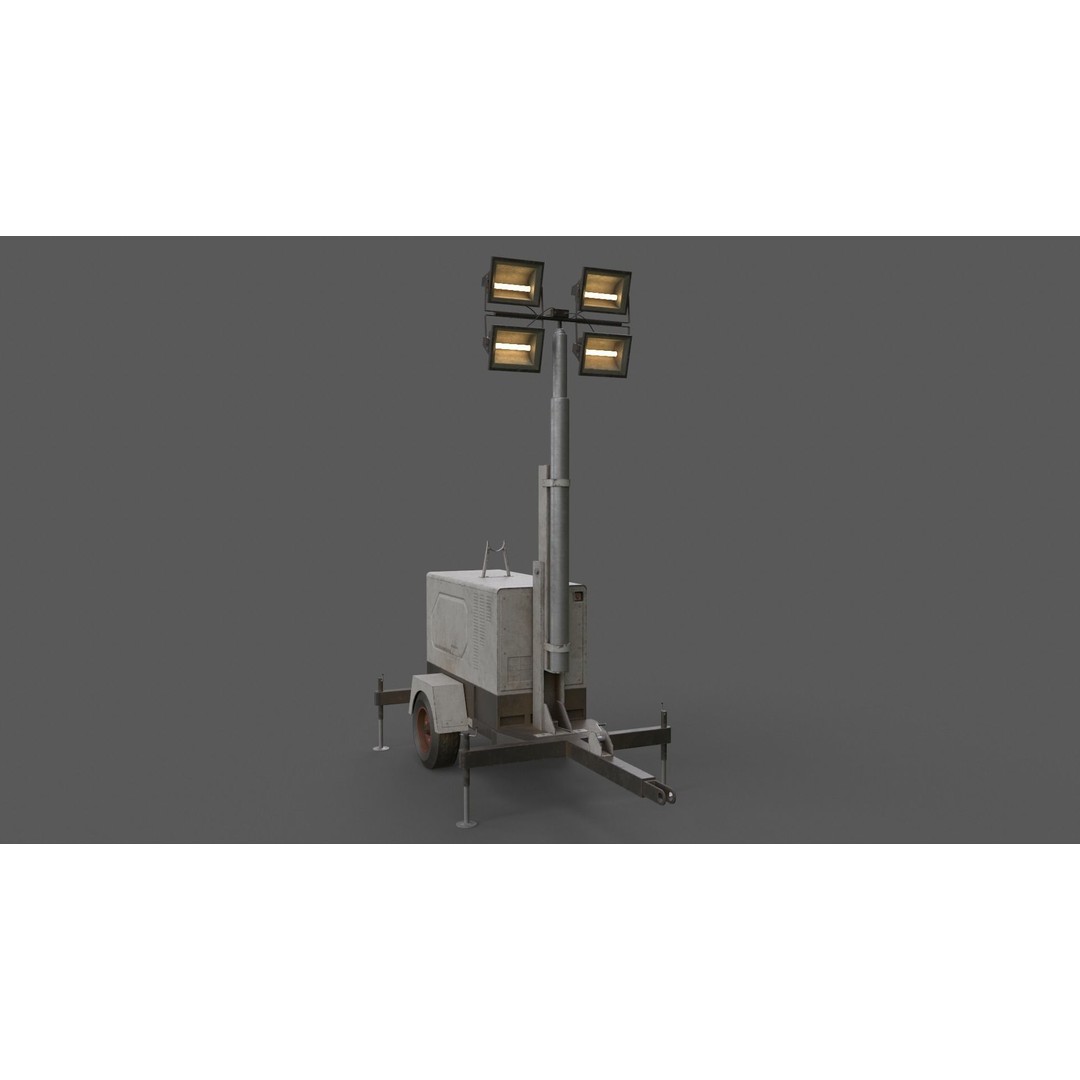 Mobile Light Tower Generator 3D Model – Low Poly PBR Game Asset, FBX - View 19
