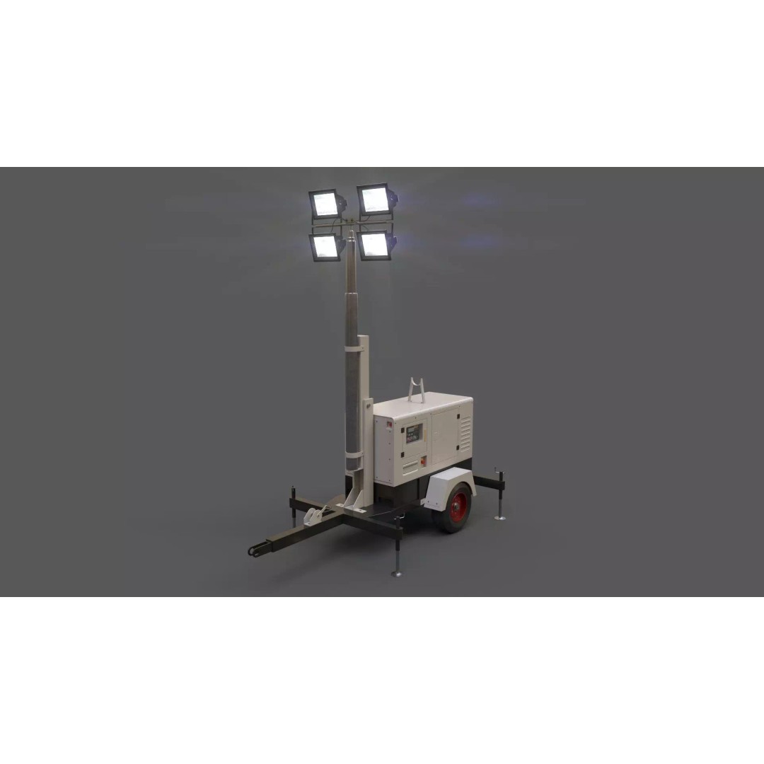 Mobile Light Tower Generator 3D Model – Low Poly PBR Game Asset, FBX - View 2