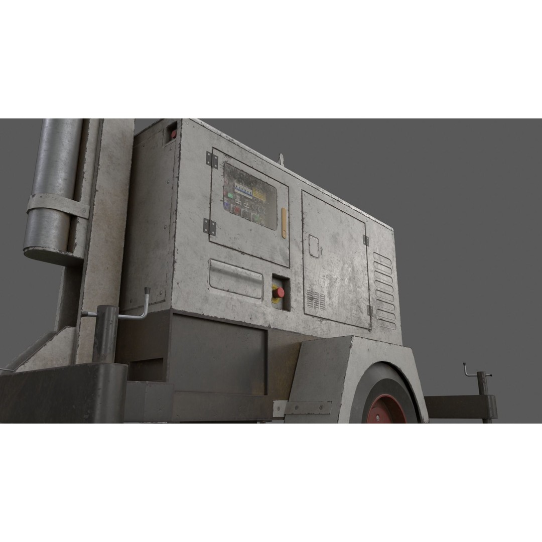Mobile Light Tower Generator 3D Model – Low Poly PBR Game Asset, FBX - View 23