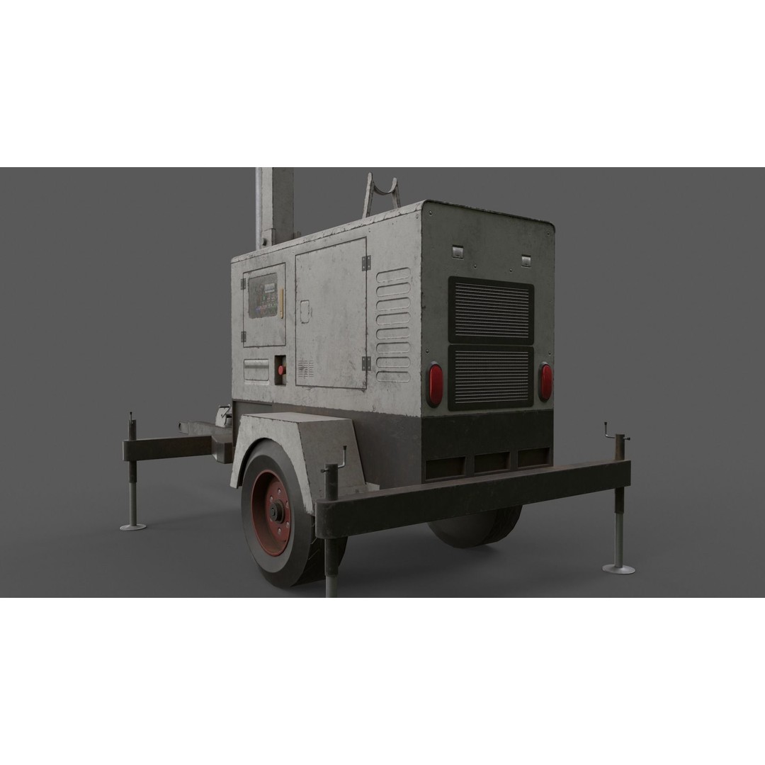 Mobile Light Tower Generator 3D Model – Low Poly PBR Game Asset, FBX - View 25