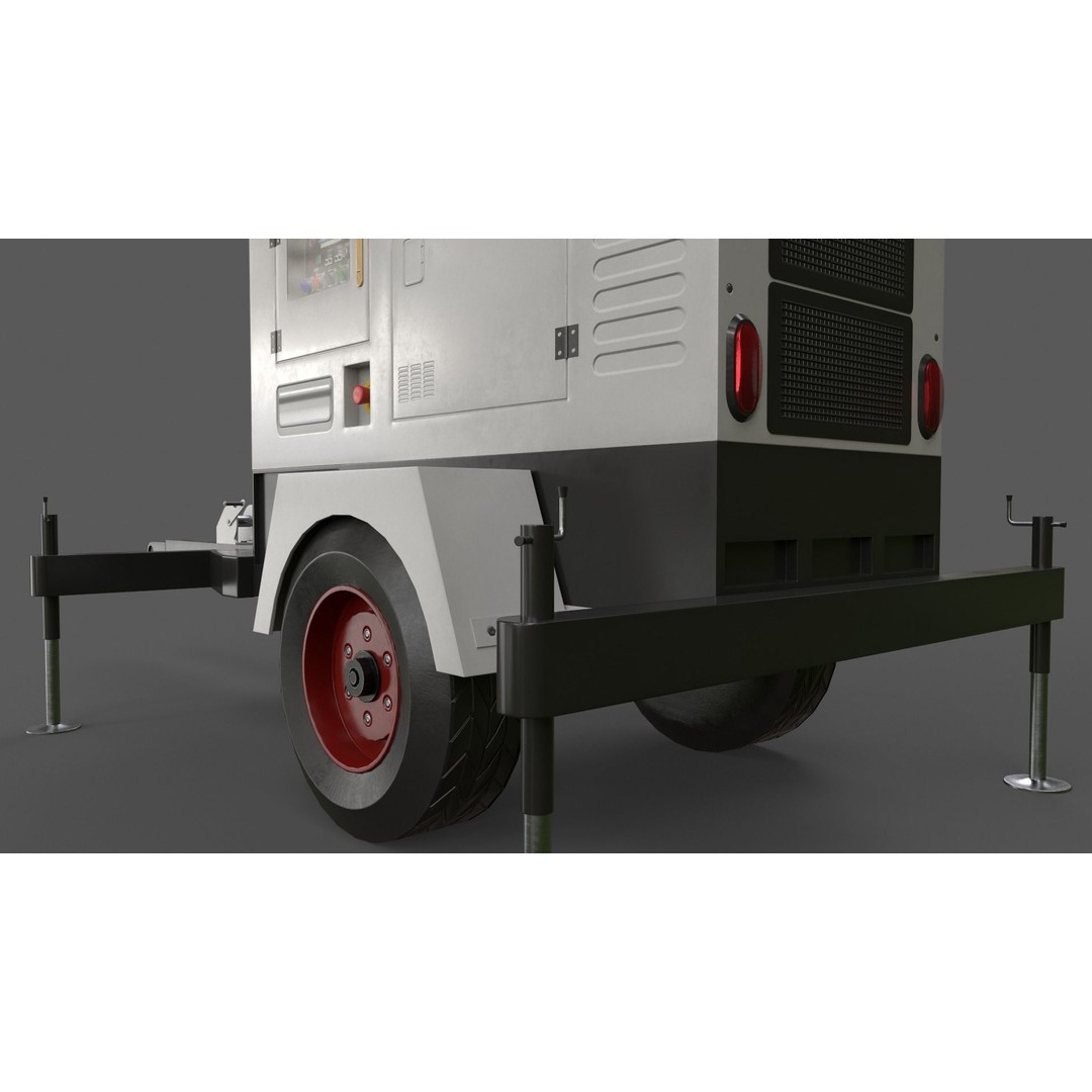 Mobile Light Tower Generator 3D Model – Low Poly PBR Game Asset, FBX - View 26