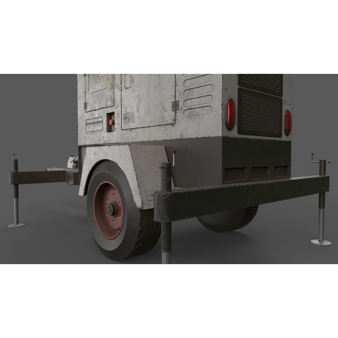 Mobile Light Tower Generator 3D Model – Low Poly PBR Game Asset, FBX - View 27