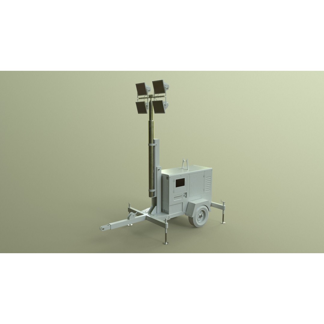 Mobile Light Tower Generator 3D Model – Low Poly PBR Game Asset, FBX - View 39