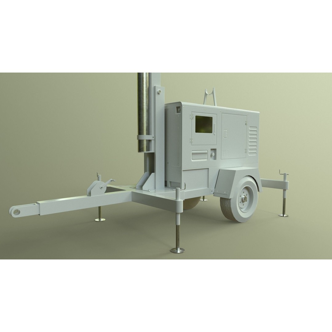 Mobile Light Tower Generator 3D Model – Low Poly PBR Game Asset, FBX - View 40