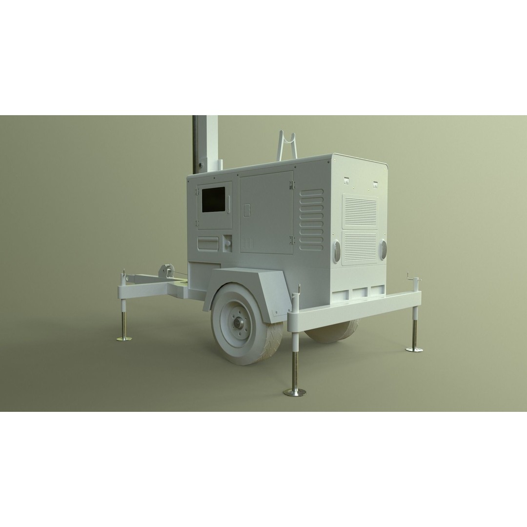 Mobile Light Tower Generator 3D Model – Low Poly PBR Game Asset, FBX - View 41