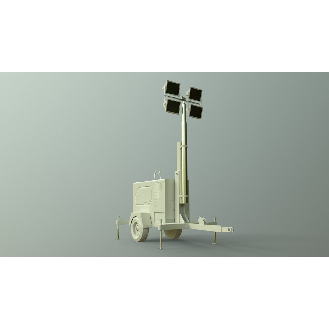 Mobile Light Tower Generator 3D Model – Low Poly PBR Game Asset, FBX - View 43