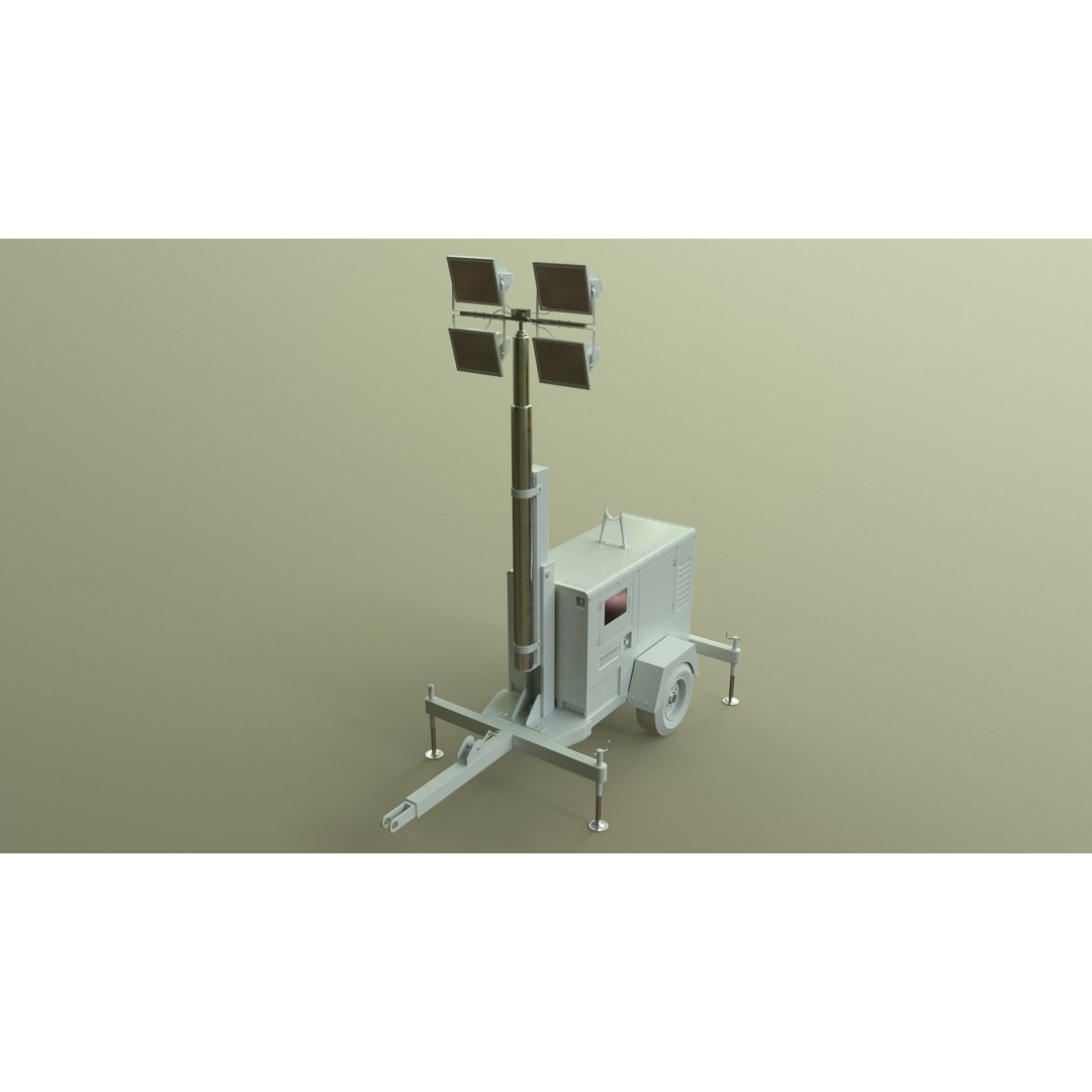 Mobile Light Tower Generator 3D Model – Low Poly PBR Game Asset, FBX - View 44