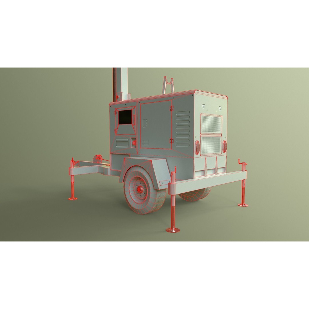Mobile Light Tower Generator 3D Model – Low Poly PBR Game Asset, FBX - View 47