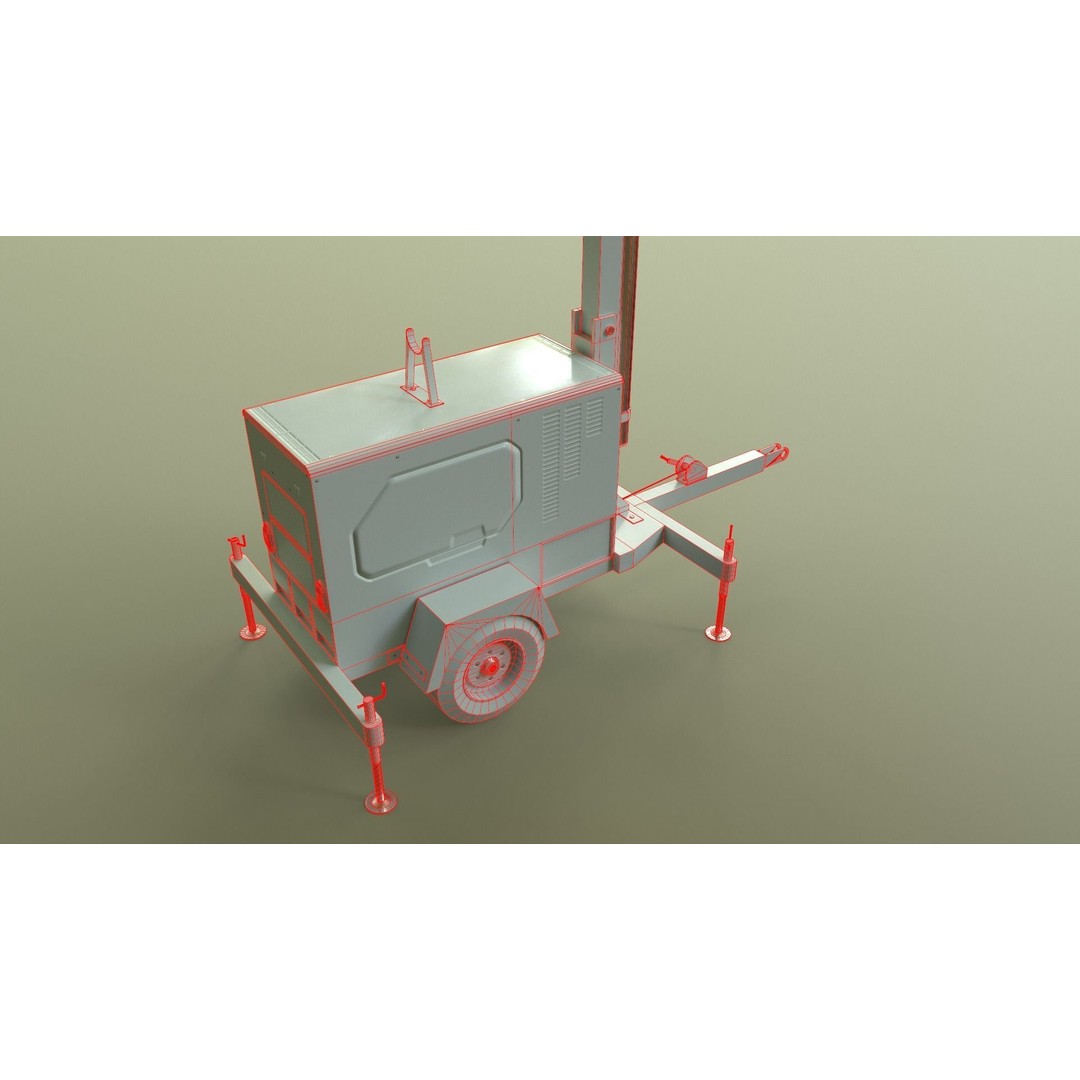 Mobile Light Tower Generator 3D Model – Low Poly PBR Game Asset, FBX - View 48