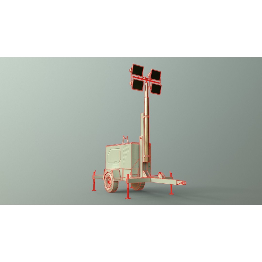 Mobile Light Tower Generator 3D Model – Low Poly PBR Game Asset, FBX - View 49