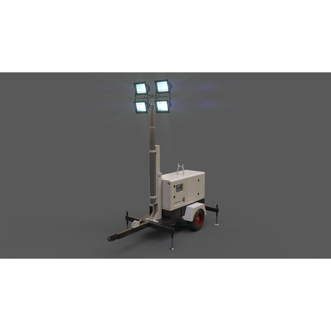 Mobile Light Tower Generator 3D Model – Low Poly PBR Game Asset, FBX - View 5