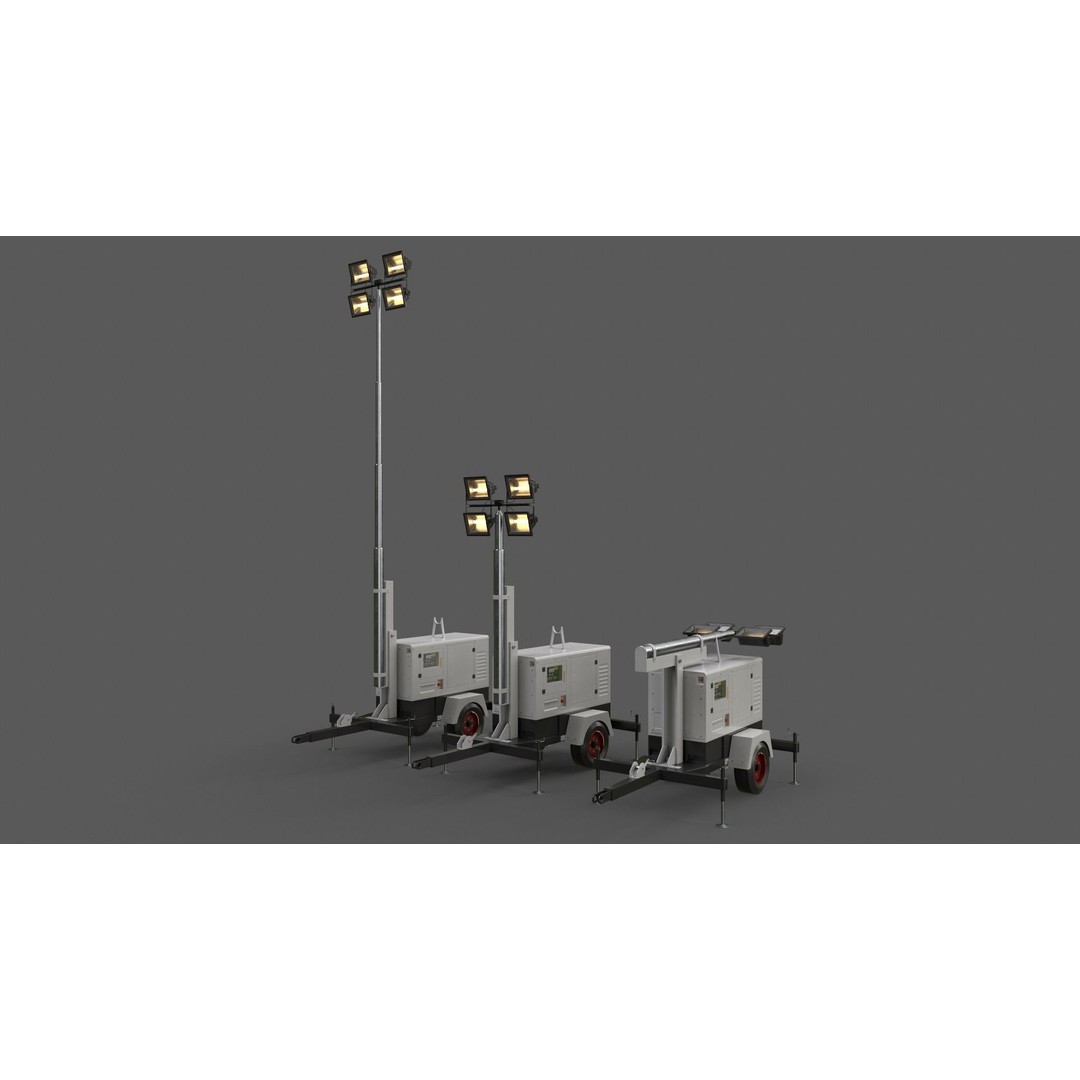 Mobile Light Tower Generator 3D Model – Low Poly PBR Game Asset, FBX - View 7