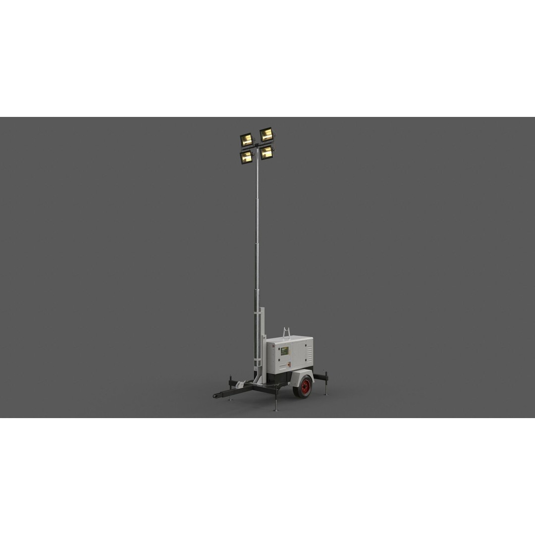 Mobile Light Tower Generator 3D Model – Low Poly PBR Game Asset, FBX - View 8