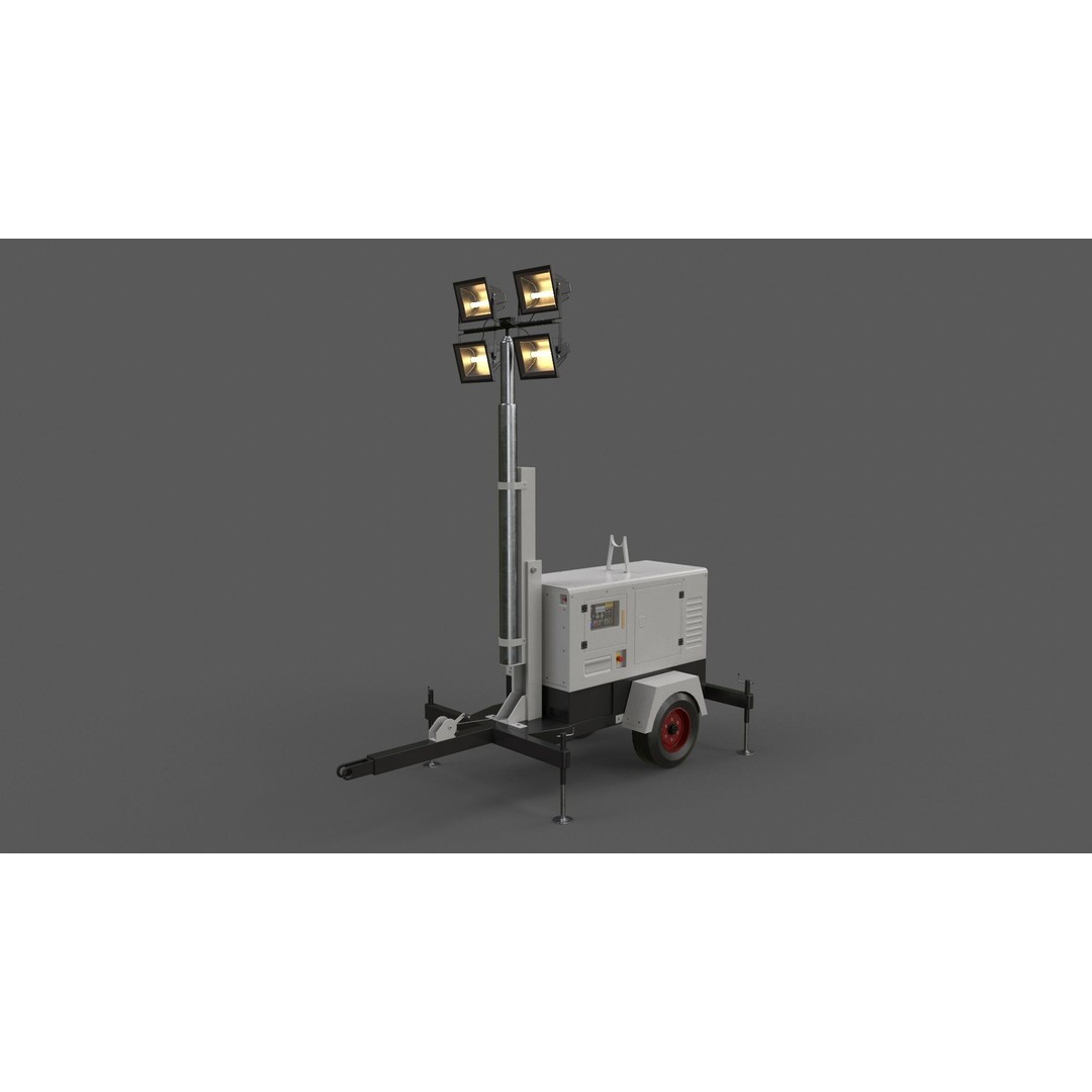 Mobile Light Tower Generator 3D Model – Low Poly PBR Game Asset, FBX - View 9