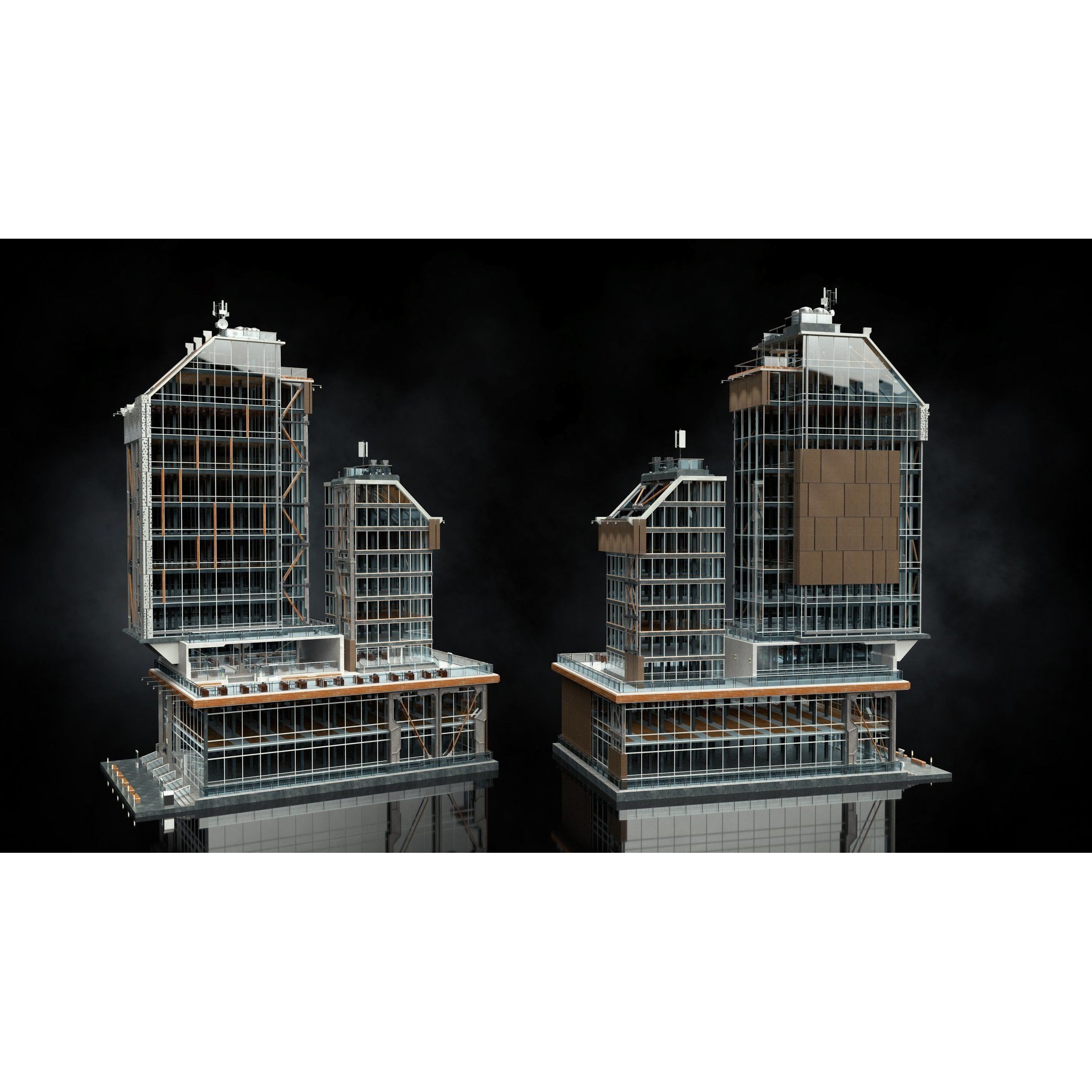 Urban Skyscraper Pack - High-Quality 3D Model - View 4