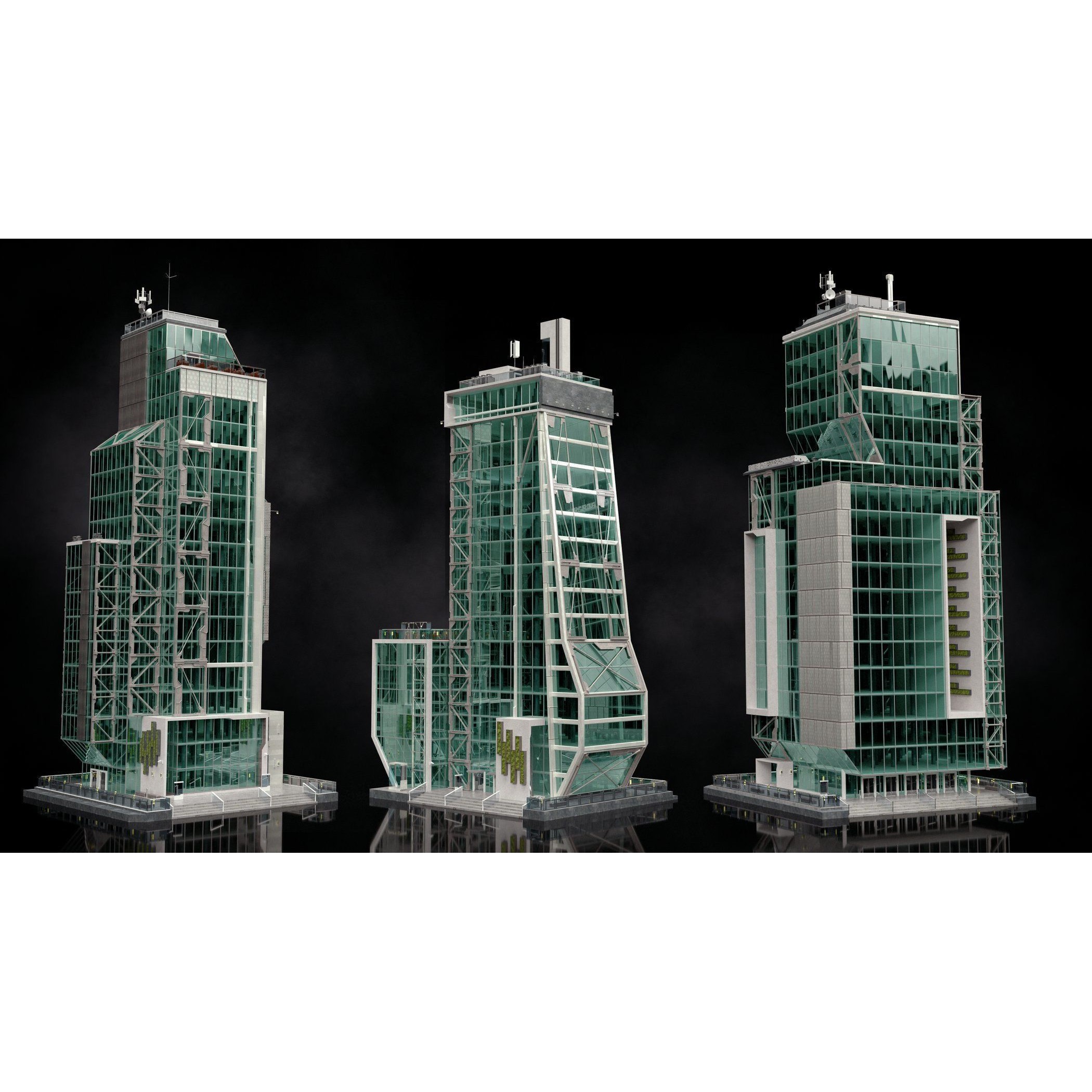 Urban Skyscraper Pack - High-Quality 3D Model - View 6