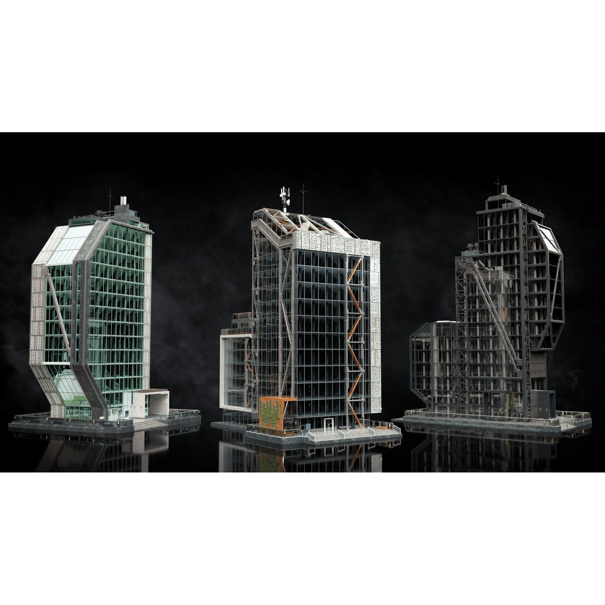 Urban Skyscraper Pack - High-Quality 3D Model - View 7