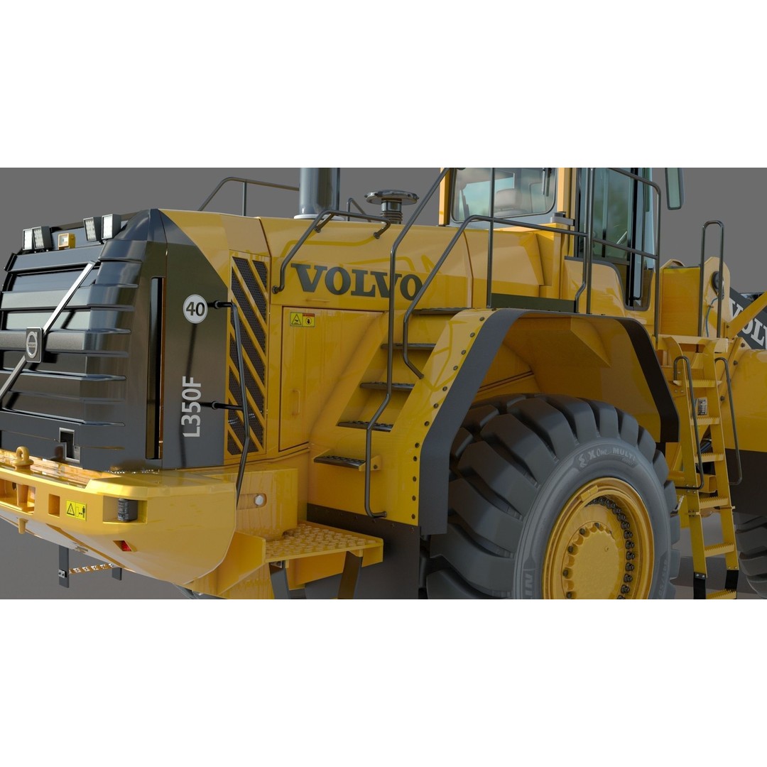 Volvo L350F Wheel Loader 3D Model – High Poly Industrial Asset, FBX, OBJ - View 9
