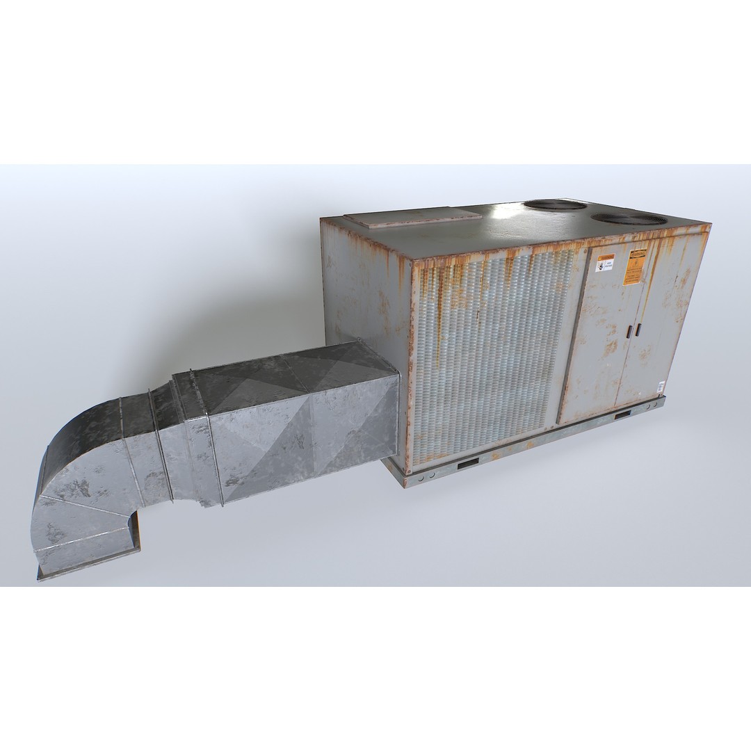 Rusty Rooftop AC 3D Model – Low Poly PBR Asset for Games - View 10