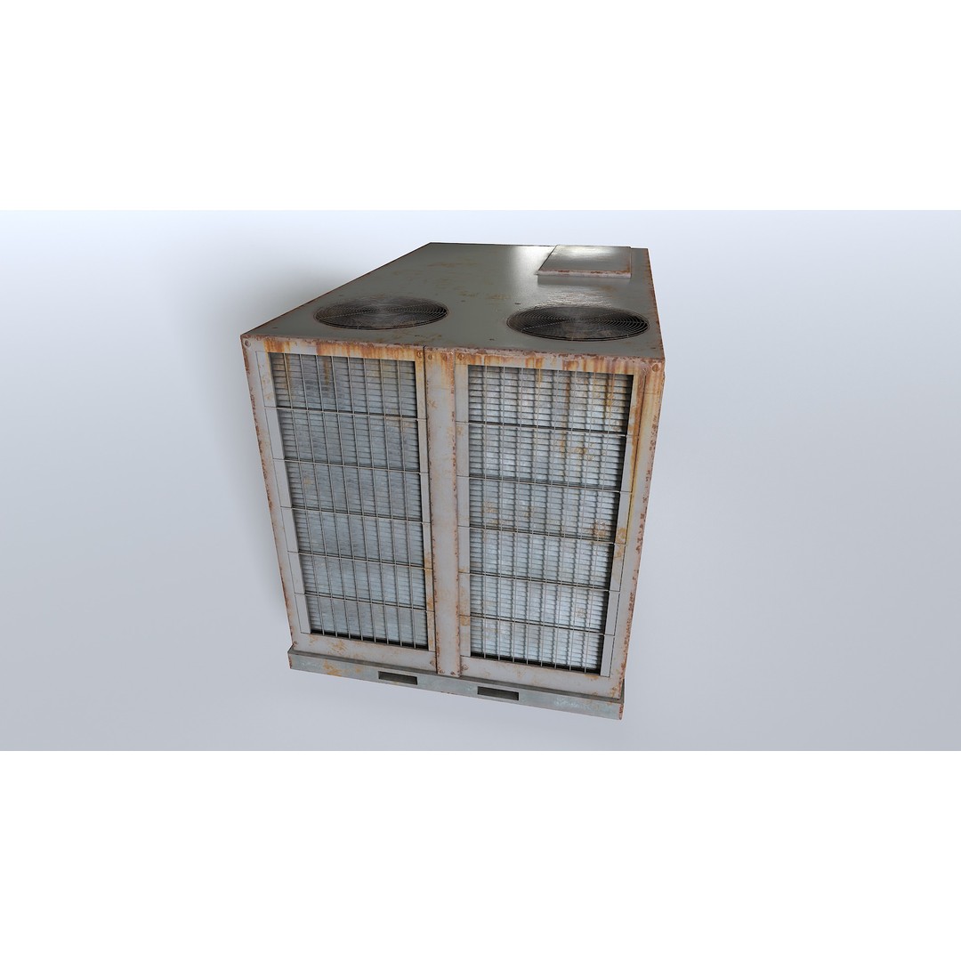 Rusty Rooftop AC 3D Model – Low Poly PBR Asset for Games - View 11