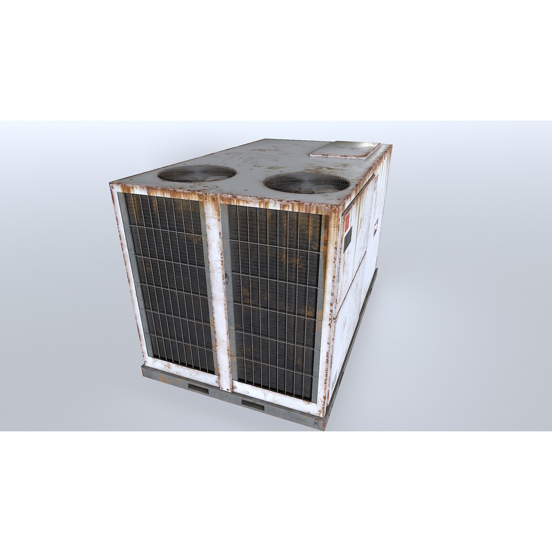 Rusty Rooftop AC 3D Model – Low Poly PBR Asset for Games - View 12