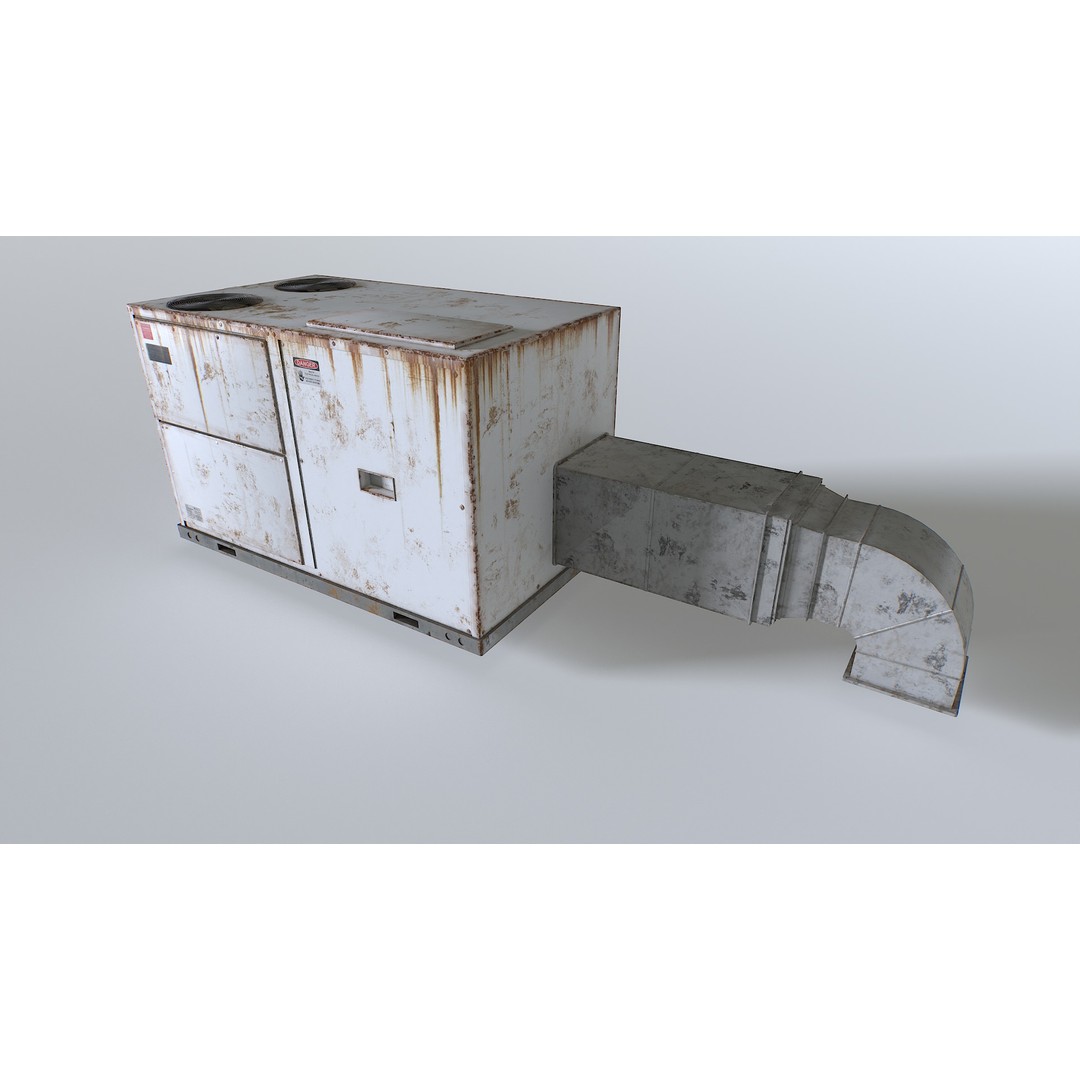 Rusty Rooftop AC 3D Model – Low Poly PBR Asset for Games - View 13
