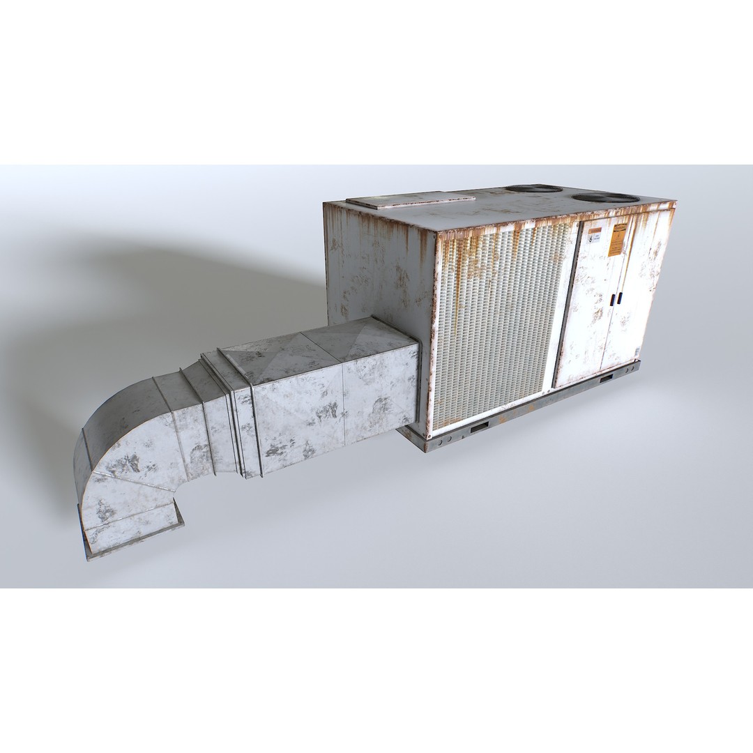 Rusty Rooftop AC 3D Model – Low Poly PBR Asset for Games - View 14
