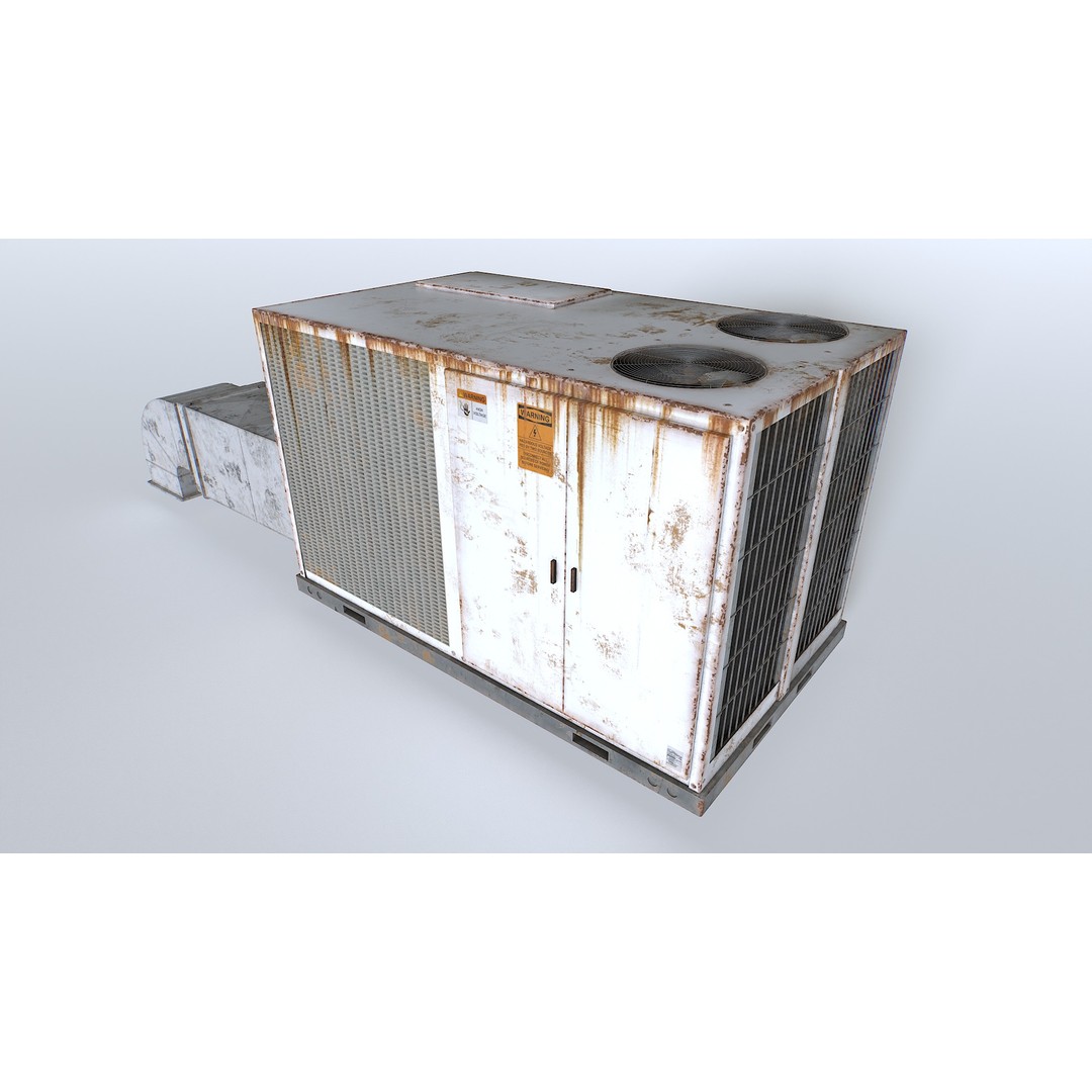 Rusty Rooftop AC 3D Model – Low Poly PBR Asset for Games - View 15