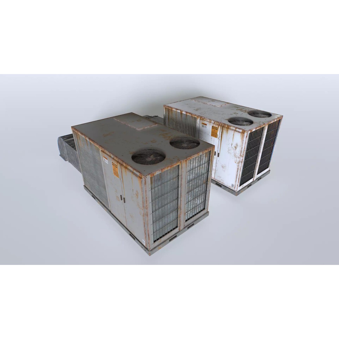 Rusty Rooftop AC 3D Model – Low Poly PBR Asset for Games - View 2