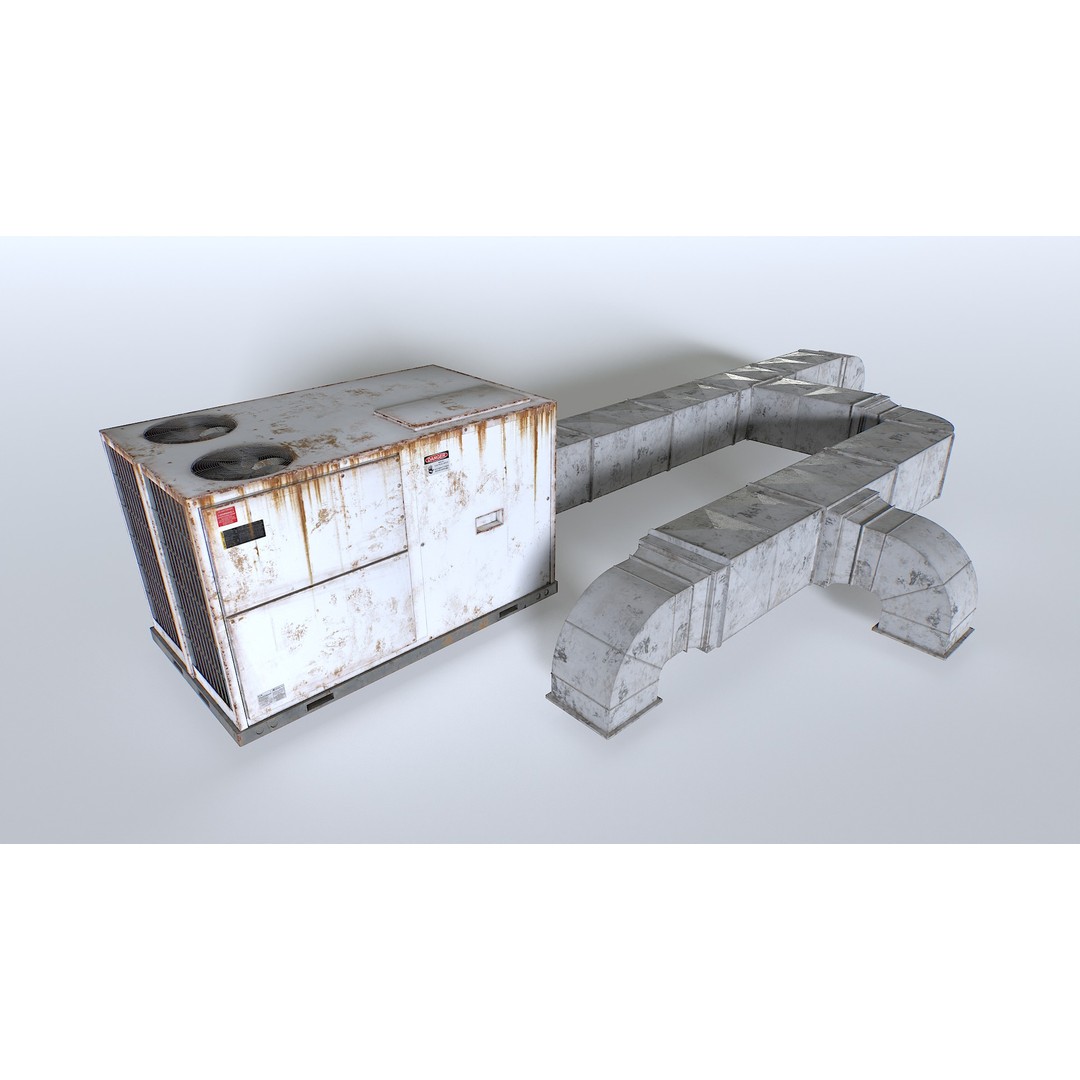 Rusty Rooftop AC 3D Model – Low Poly PBR Asset for Games - View 3