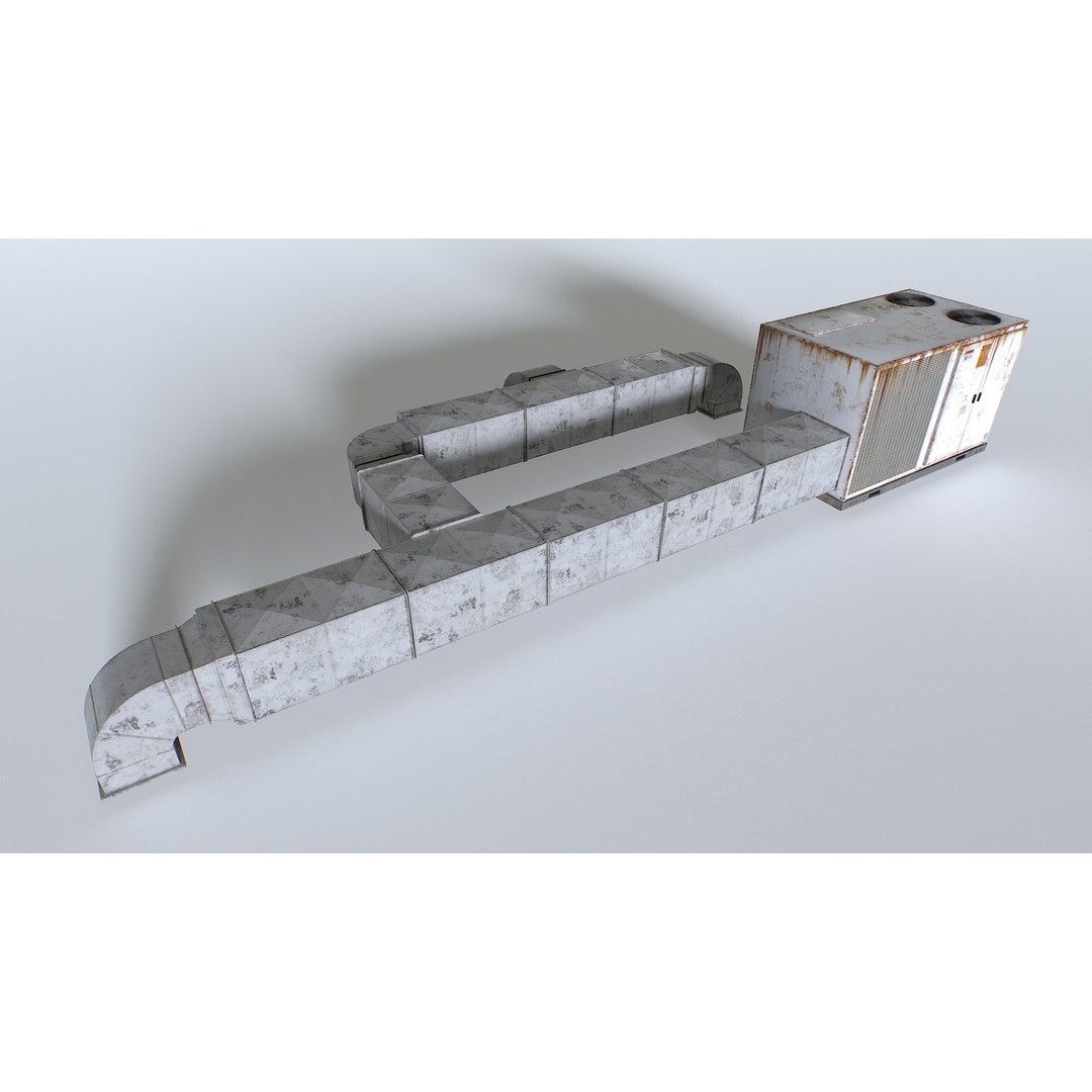 Rusty Rooftop AC 3D Model – Low Poly PBR Asset for Games - View 4
