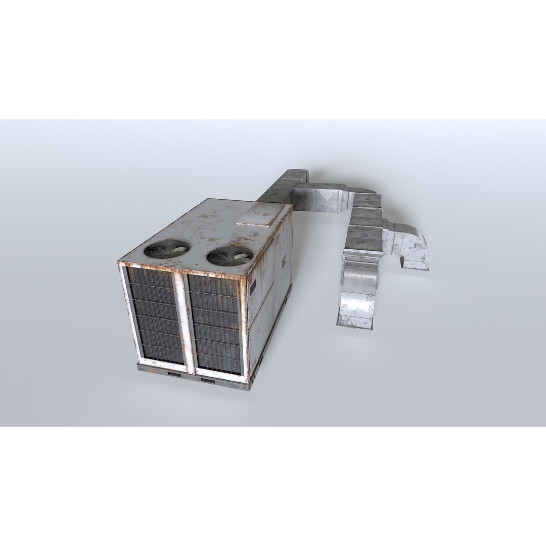Rusty Rooftop AC 3D Model – Low Poly PBR Asset for Games - View 5