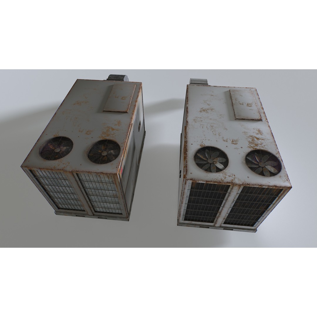 Rusty Rooftop AC 3D Model – Low Poly PBR Asset for Games - View 8