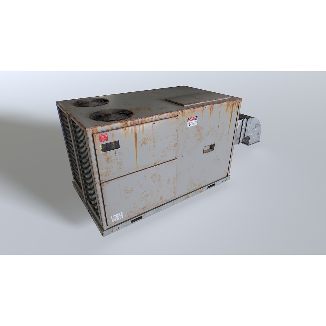 Rusty Rooftop AC 3D Model – Low Poly PBR Asset for Games - View 9