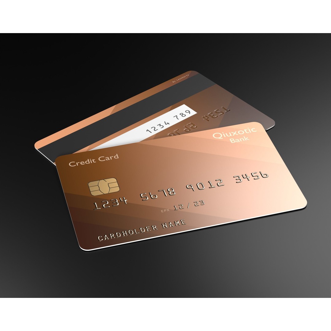 Credit Card 3D Model – Low Poly PBR Asset, FBX, OBJ, Blender - View 3