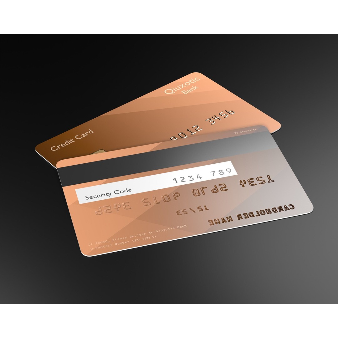 Credit Card 3D Model – Low Poly PBR Asset, FBX, OBJ, Blender - View 4