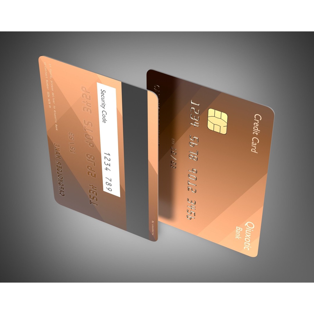 Credit Card 3D Model – Low Poly PBR Asset, FBX, OBJ, Blender - View 7