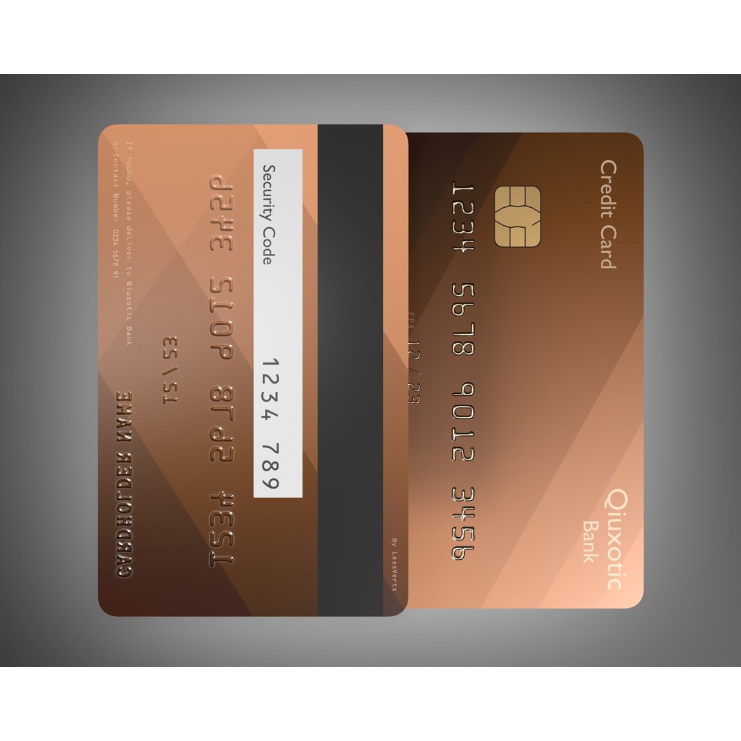 Credit Card 3D Model – Low Poly PBR Asset, FBX, OBJ, Blender - View 8