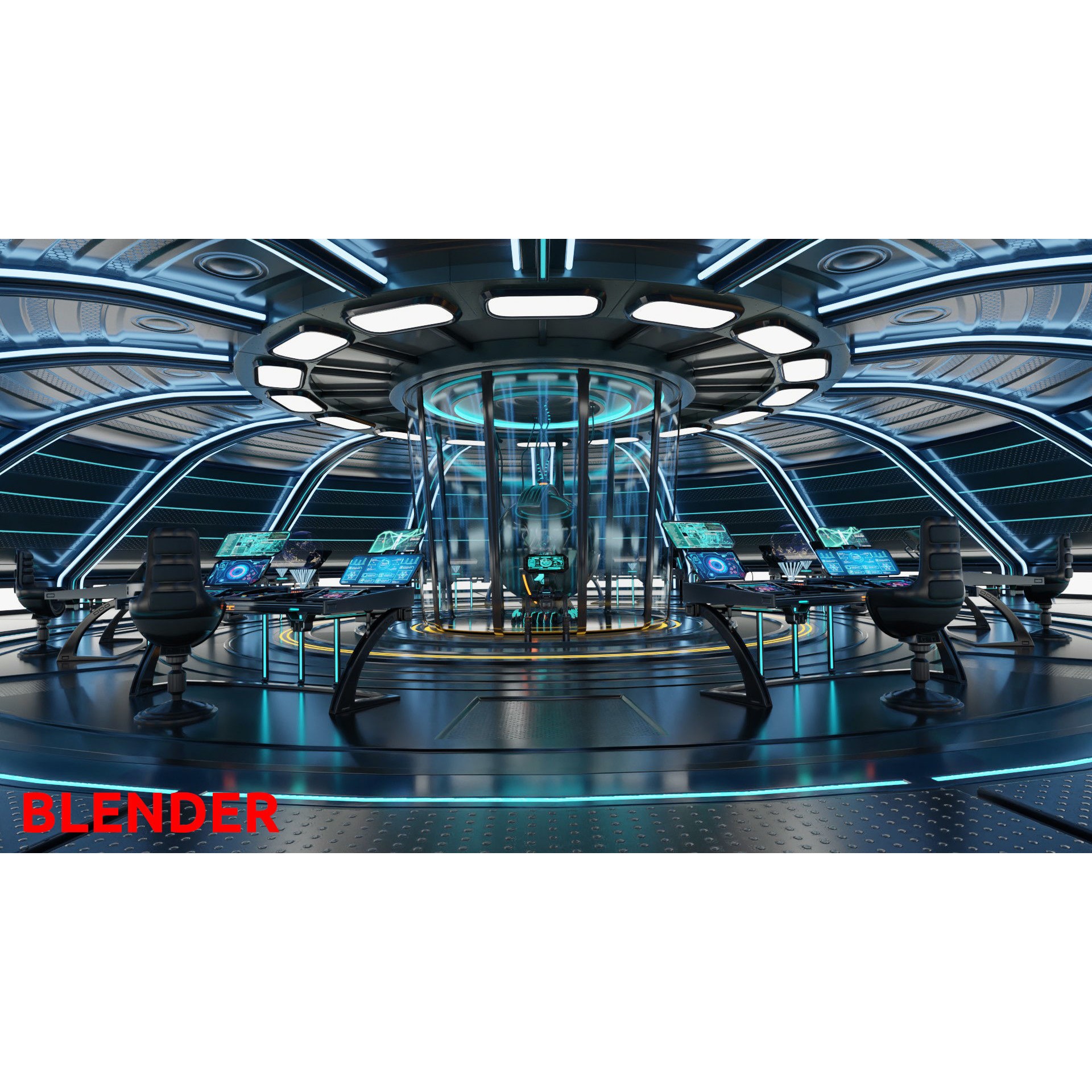 Sci Fi Interior Station - Game-Ready 3D Model