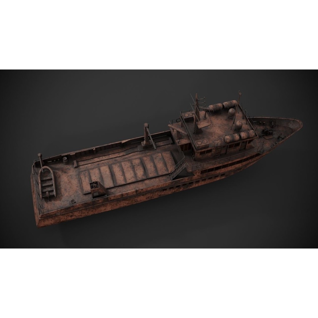 Crew Boat 3D Model – Low Poly Industrial Watercraft with PBR Textures - View 16