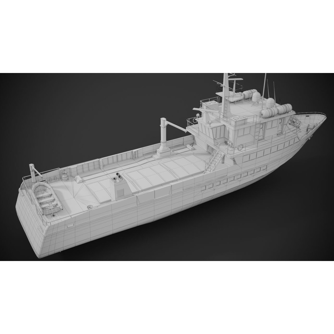 Crew Boat 3D Model – Low Poly Industrial Watercraft with PBR Textures - View 18