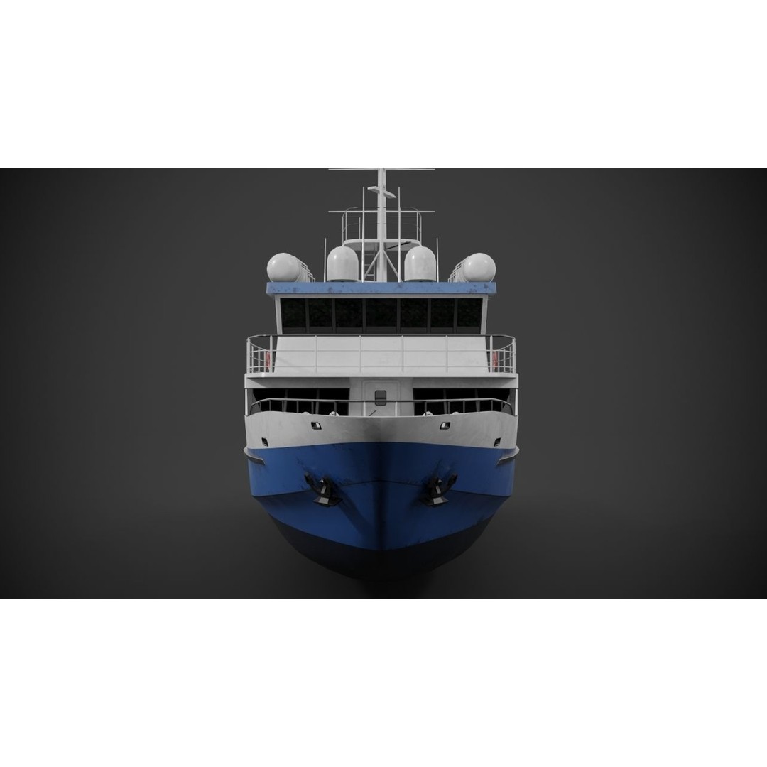 Crew Boat 3D Model – Low Poly Industrial Watercraft with PBR Textures - View 6