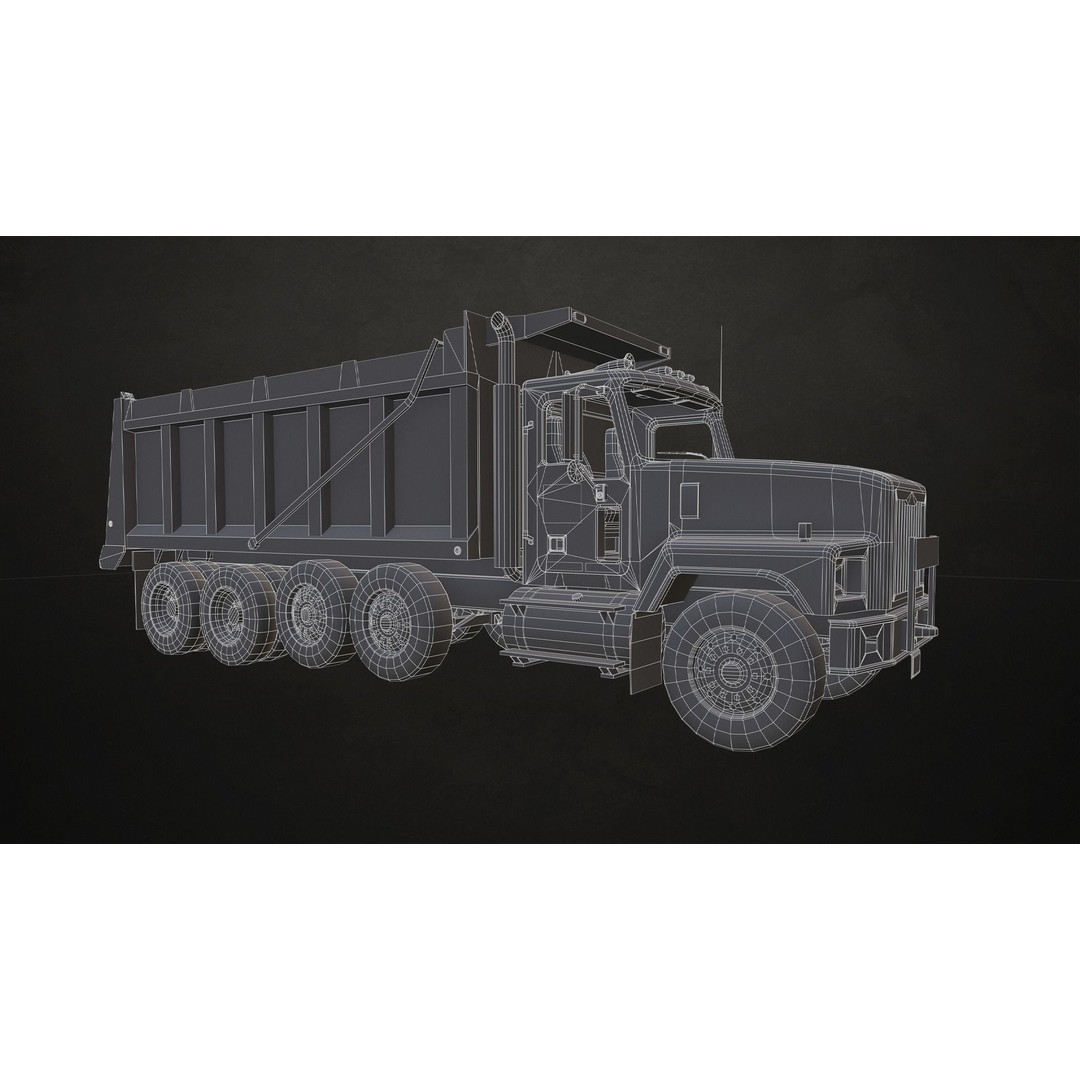 Classic Dump Truck 3D Model – Low Poly Game Asset, FBX, PBR Textures